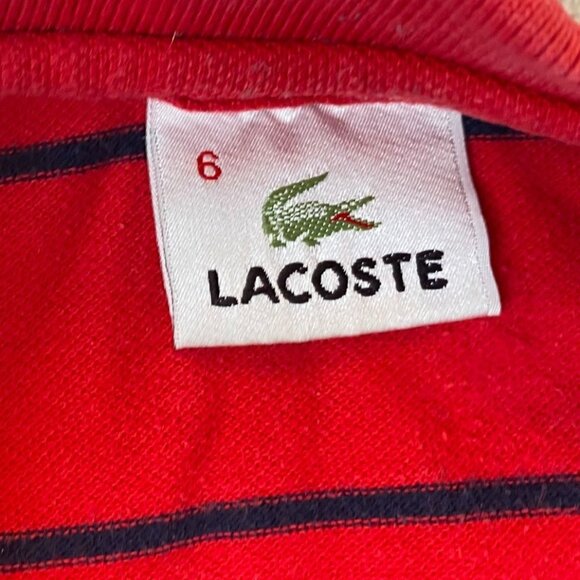 Lacoste Mens Polo Shirt Size XL 6 Short Sleeve Classic Casual Red Striped Pullov - Picture 5 of 7